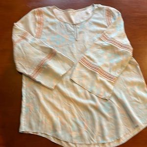 Ecru rayon print blouse with cutouts size M